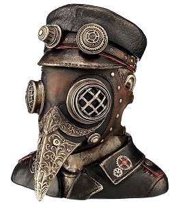 Steampunk pestdoktor buste: En unik og original dekorativ figur og kiste til smykker, souvenirs eller nipsgenstande